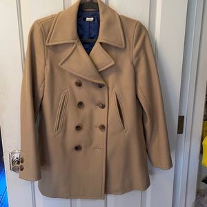 Vintage J Crew Tan Pea Coat size XS lined with thinsulate